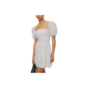 REFORMATION Malvina Linen Dress Short-Sleeved Dresses Women's Sunspot Point
