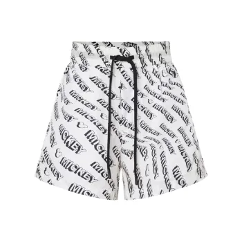 MO&CO Casual Shorts Women's White Base With Letter Floral