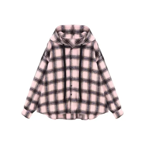 ERIRI Shirts Women's Pink Plaid