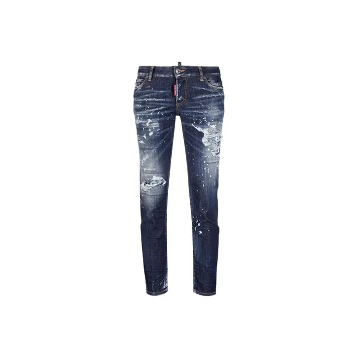 DSQUARED 2 Distressed Paint Splatter Cropped Jeans-0