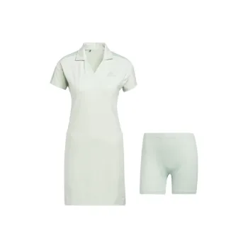 Adidas Short-Sleeved Dresses Women's Linen Green
