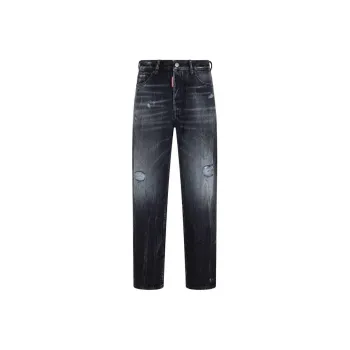 DSQUARED 2 Straight Leg Whiskering Effect Distressed Jeans