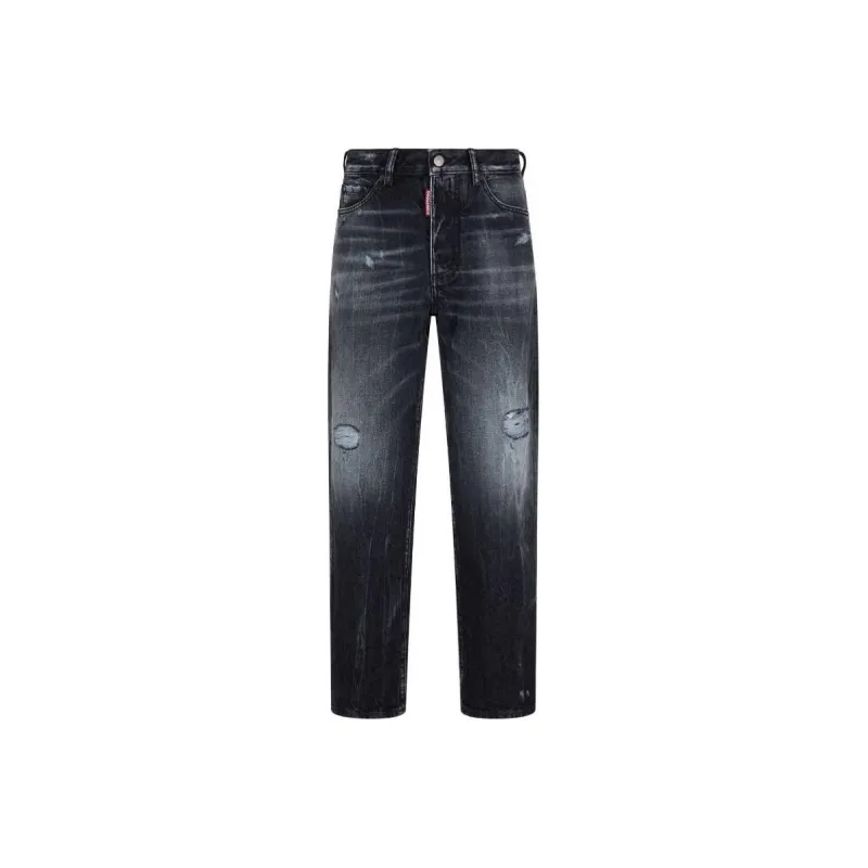 DSQUARED 2 Straight Leg Whiskering Effect Distressed Jeans-0