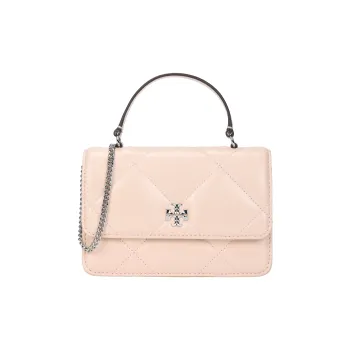 TORY BURCH Kira Diamond Quilt Mini Top Handle Chain Wallet Soft Pink