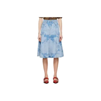 GANNI Denim Long Skirt Women's Blue