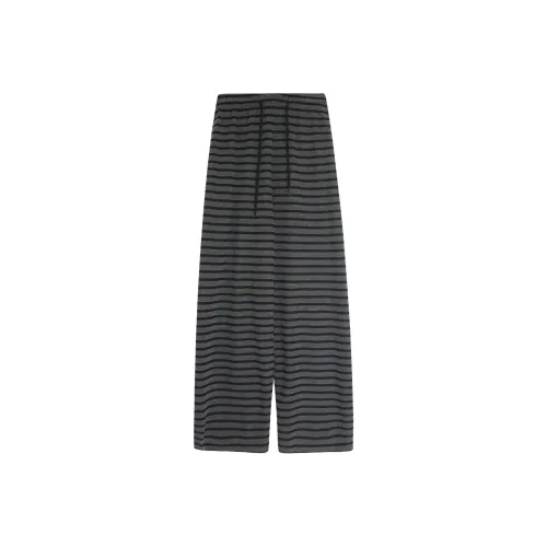 REAL EASY Casual Pants Women's Black Gray Stripes