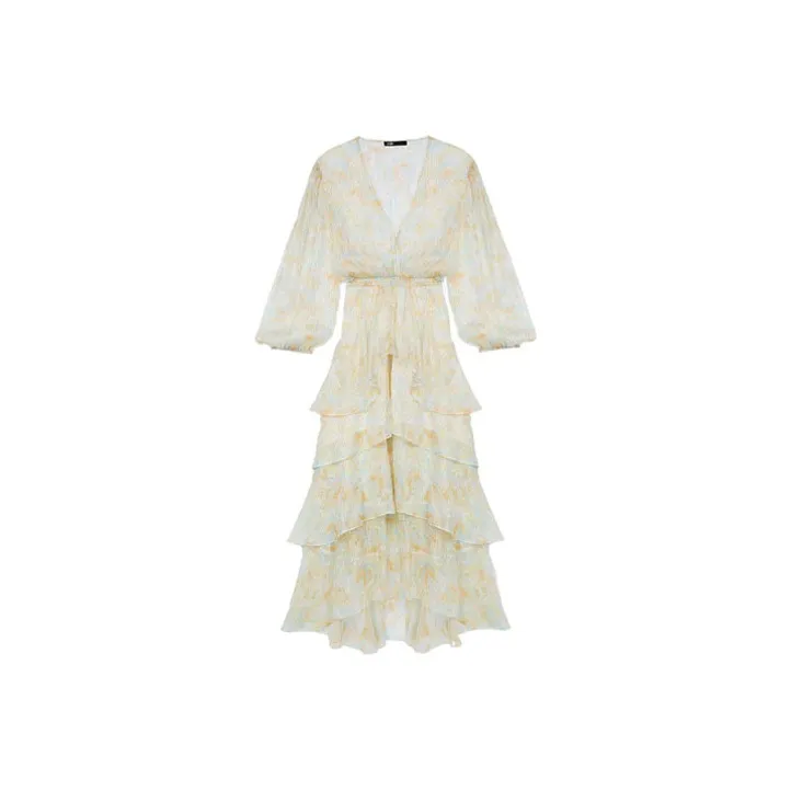 Maje Long-Sleeved Dresses Women's Light Yellow-0