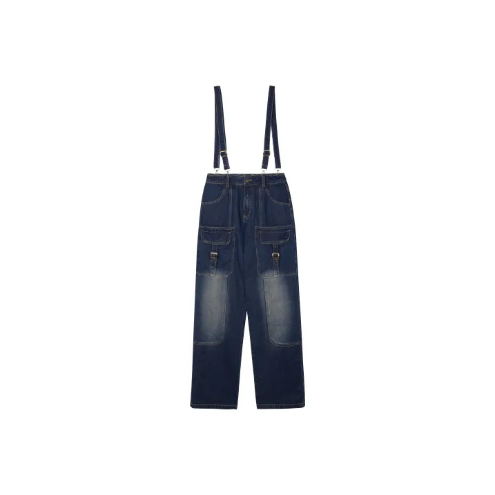 BEERBRO Cargo Pants Jeans Fall Women's Denim Blue-0