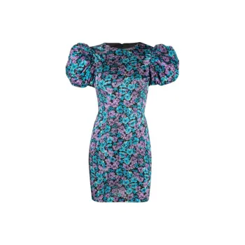 Rotate Puff-Sleeved Floral-Printed Mini Dress