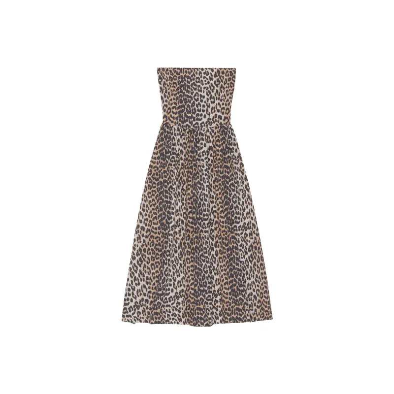 GANNI Sleeveless Dresses Women's Brown-0