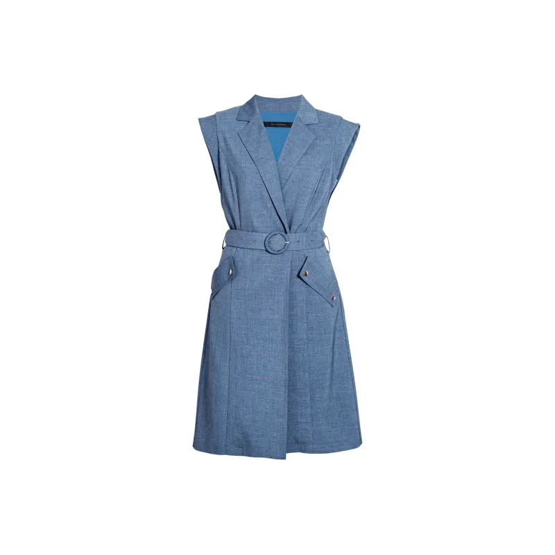 ROEYSHOUSE Short Sleeved Dresses Women's Denim Blue-0