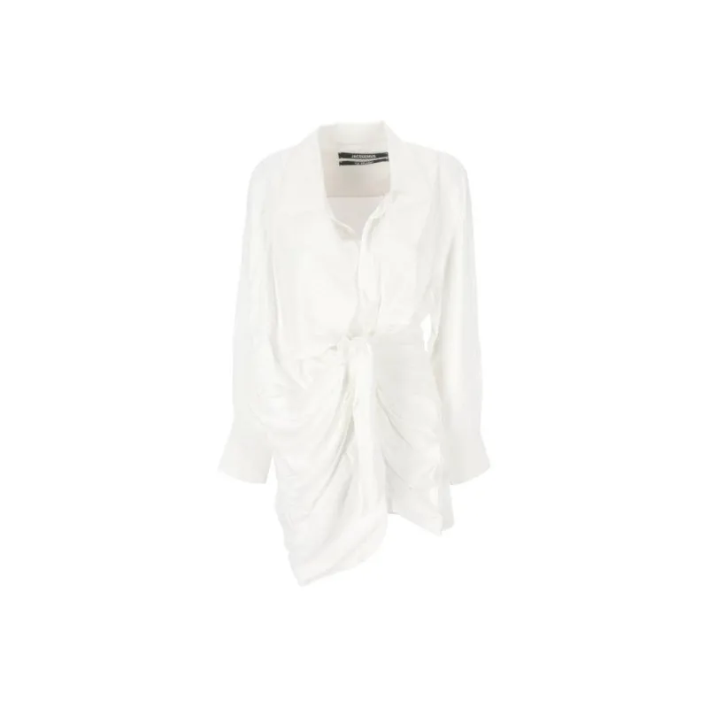 Jacquemus La Robe Bahia Draped Long Sleeved Dress-0