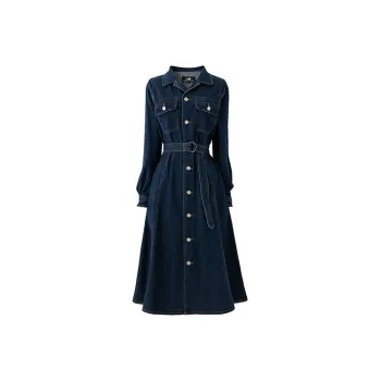 SOON FLOWER Long-Sleeved Dresses Women's Blue