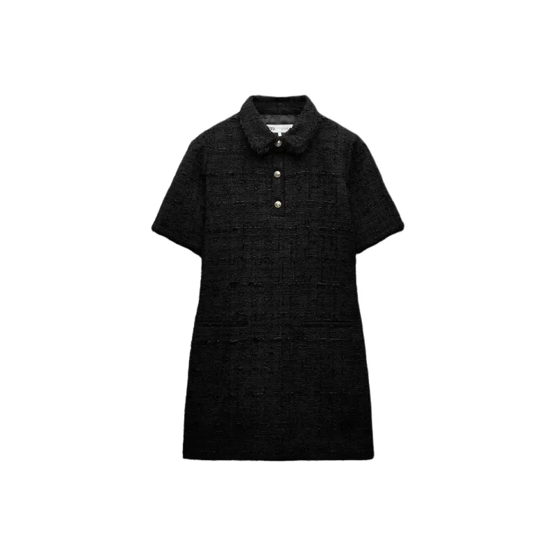 ZARA ZW Series Short Sleeved Dresses Women's Black-0