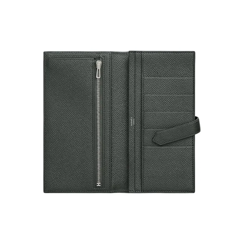HERMES Bearn Calfskin Wallet Women's Host Mangrove Red-1