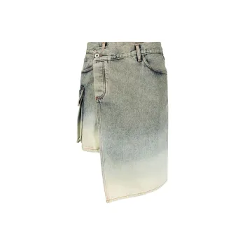 OFF WHITE Asymmetric Denim Skirt Mint Green