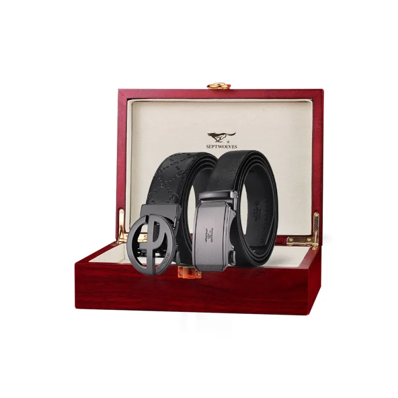 SEPTWOLVES Split Cow Leather Belts Men's Width 3.5cm-1