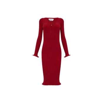 Blumarine Ribbed Knit Midi Dress
