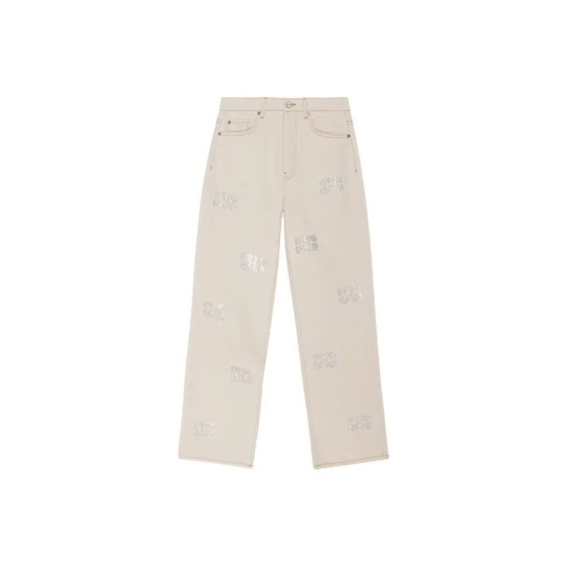 GANNI Sparkle Izey Jeans 'Vanilla Ice'-0