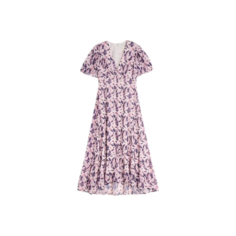 CLUB MONACO Short Sleeved Dresses Women's Pink Purple Print-0