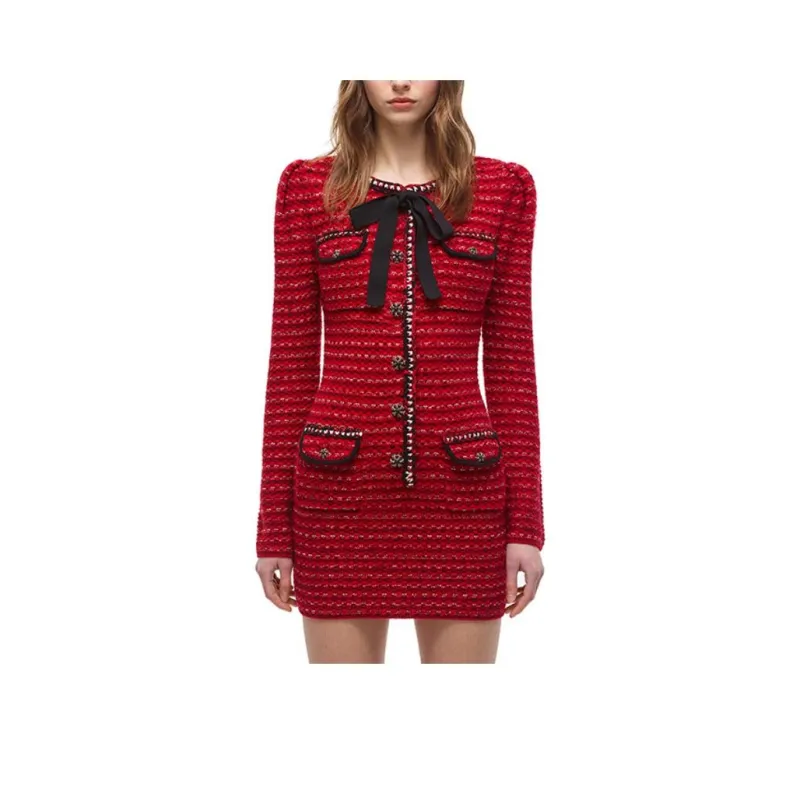 Self portrait Long Sleeved Dresses Women's Red-0