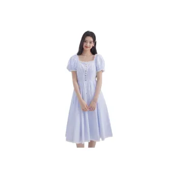 DEAR DEER PUFF Short Sleeved Dresses Women's Stripes
