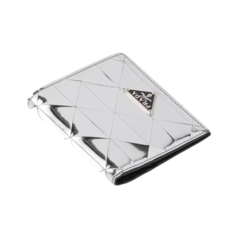 PRADA Leather Wallet Unisex Silver-2