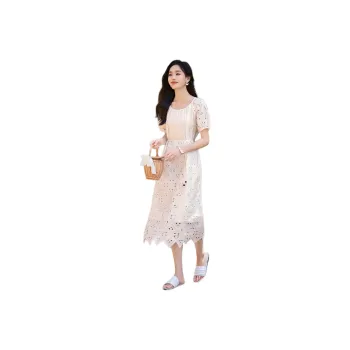 Mo Han Yi Mei Short Sleeved Dress Women's Raw White