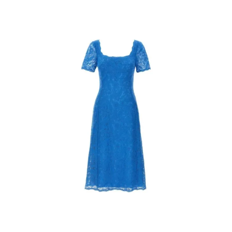 ERMANNO SCERVINO Floral Lace Square Neck Midi Dress-0