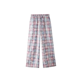 Three Blessings Casual Pants Women's Red And Blue Plaid