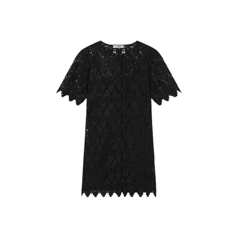 FRAME FW24 Short Sleeved Dress Women's Black-0