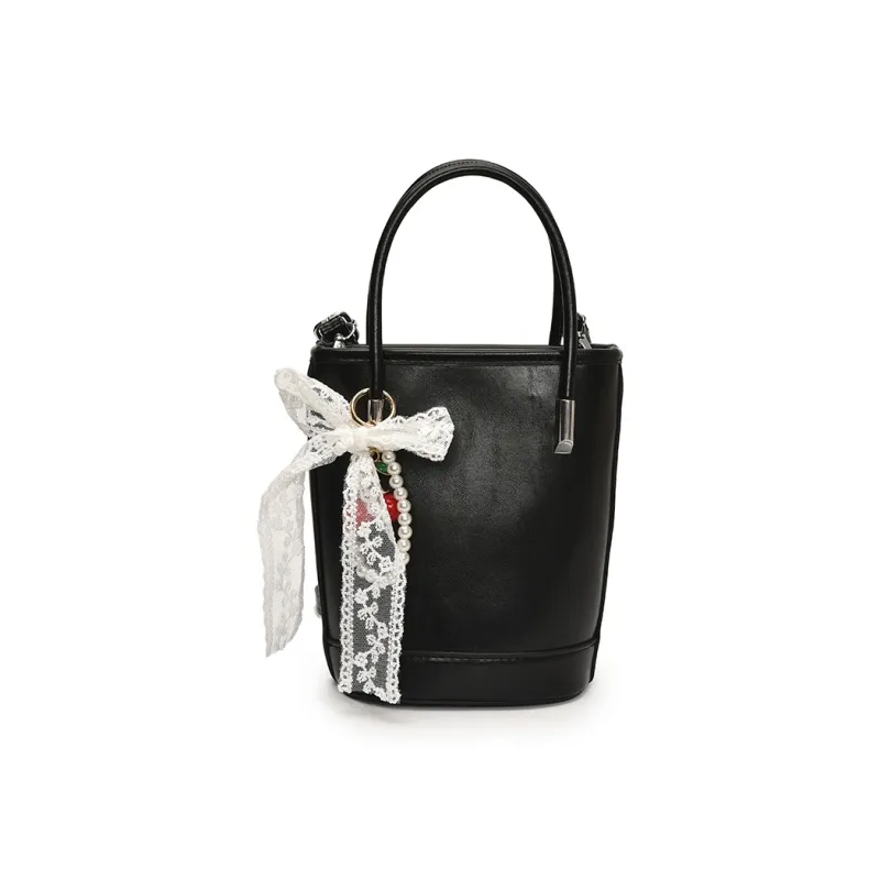 Yalu PU Bucket Bag, One Shoulder Handbag Unisex White/Black/Khaki/Green/Pink/Yellow-12