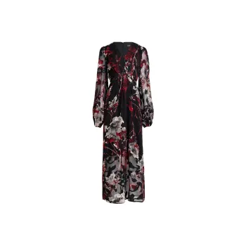 LIZZY Long-Sleeved Dresses Women's Black/Red Multicolor