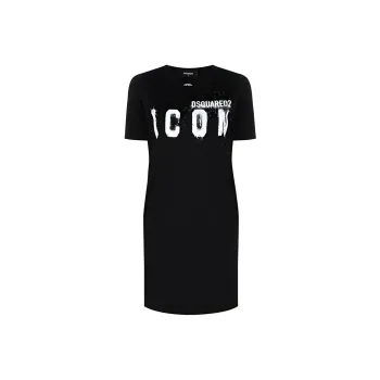 DSQUARED 2 Icon Spray Printed Mini T Shirt Dress
