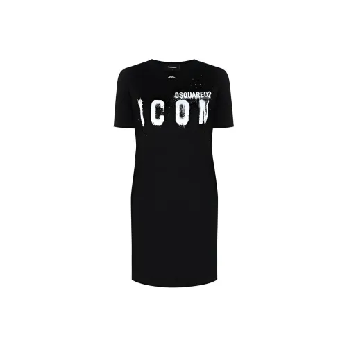 DSQUARED 2 Icon Spray Printed Mini T Shirt Dress