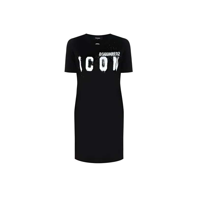 DSQUARED 2 Icon Spray Printed Mini T Shirt Dress-0
