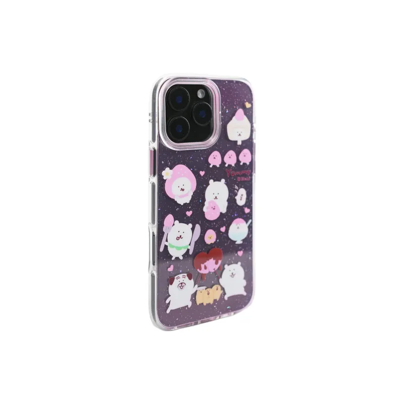 Wei Xin Acrylic Material Shimmer Strawberry Bear Phone Cases Compatible With IPhone 16/15 Pro Max/Apple 13/14 Pro/Max-1