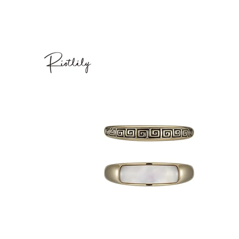 RiotLILY Refined Vintage Fashion Elegant Classic, Particularly Delicate Shell Copper Alloy Combination Rings Women's-5