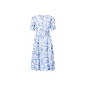 JZ Juzui Short-Sleeved Dresses Women's Floral Sky Blue