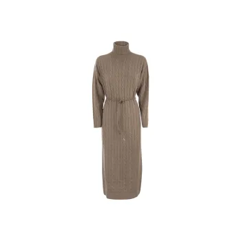 PESERICO Roll-Neck Tied Waist Knitted Dress