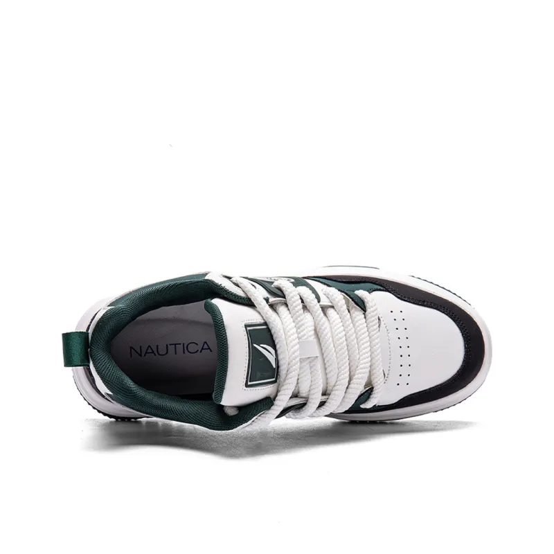 NAUTICA Abrasion Resistant Height Increasing Low Top Skateboard Shoes Men's White Green-4