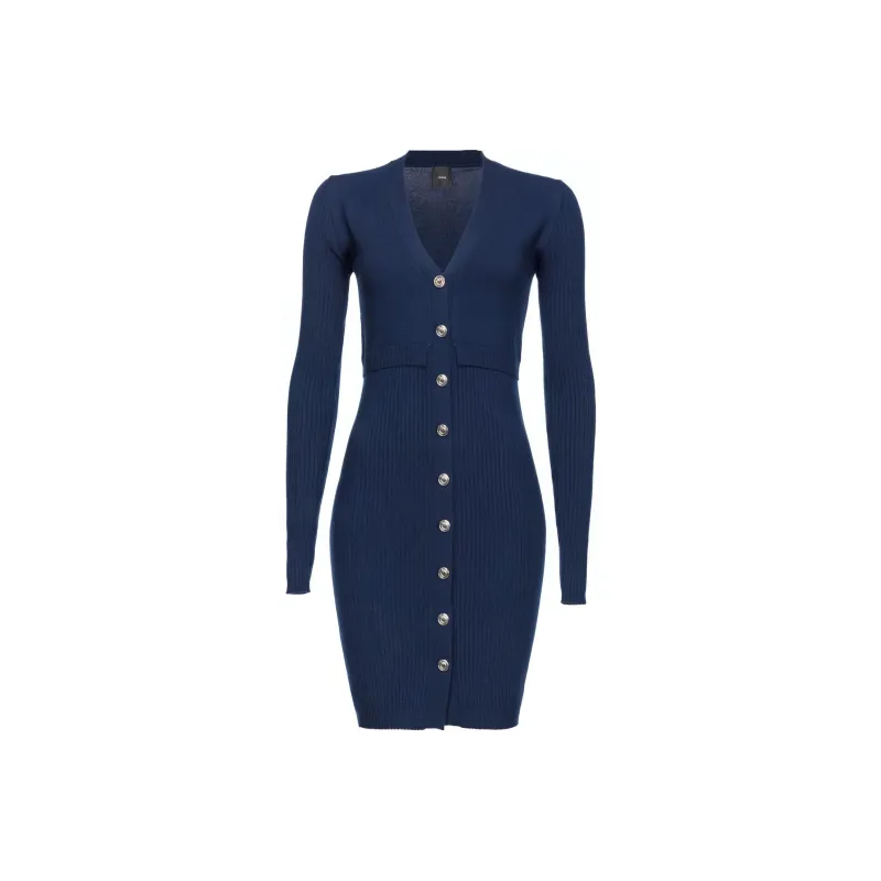 PINKO Long Sleeved V Neck Knitted Dress-0