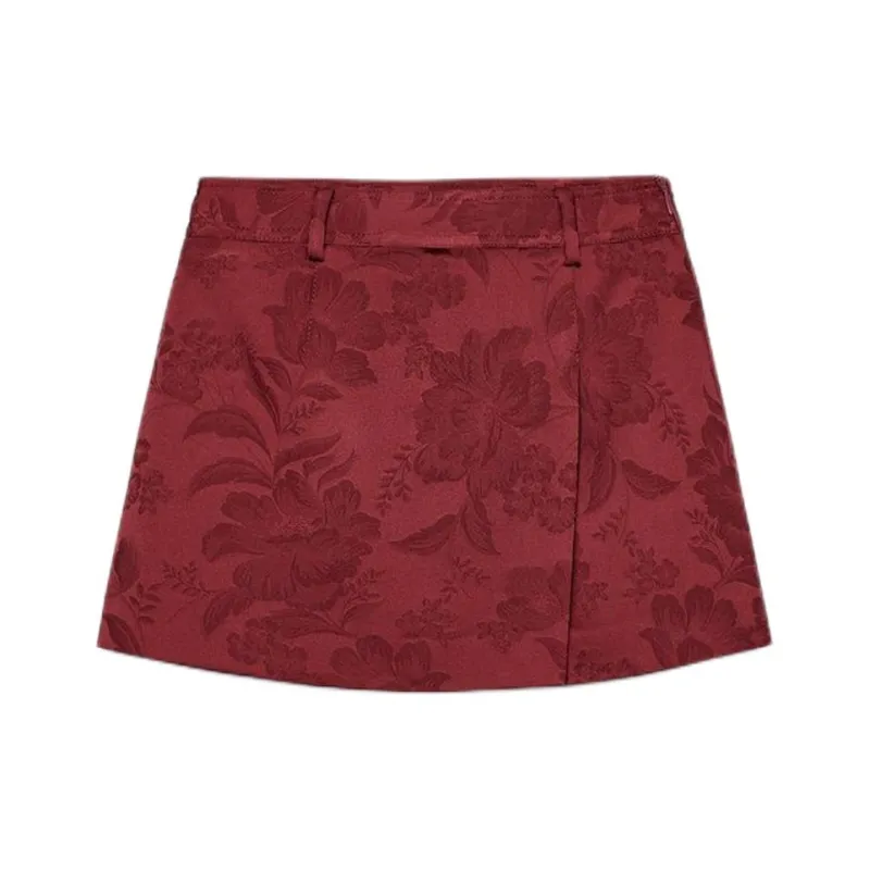 ZARA Casual Shorts Women's Burgundy Burgundy-0
