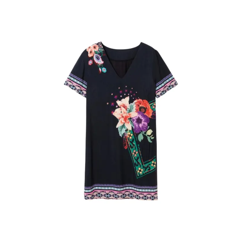 Desigual Short Sleeved Dress Women's Black-0
