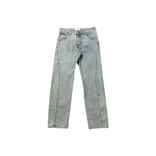 Marine Serre Moon Laser Denim Curved Jeans 'Light Beige'