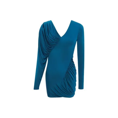 SAINT LAURENT Long Sleeved Dresses Women's Duck Blue