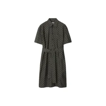 Burberry Short Sleeved Dresses Women's Black Gray Color