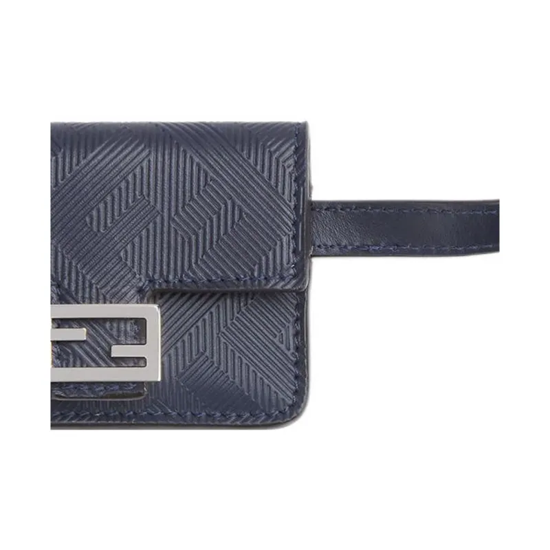 FENDI Baguette Calfskin Coin Purse Men's Blue-4