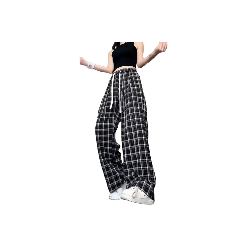 The New Age Family Casual Pants Women's Black Plaid-0