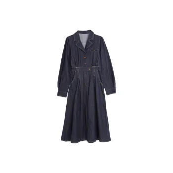 SETIROM Long Sleeved Dresses Women's Dark Blue